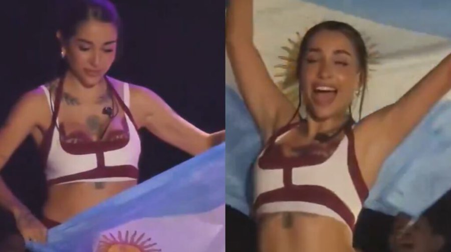 María Becerra flameó una bandera argentina en Barcelona en medio de las críticas al país: la reacción del público
